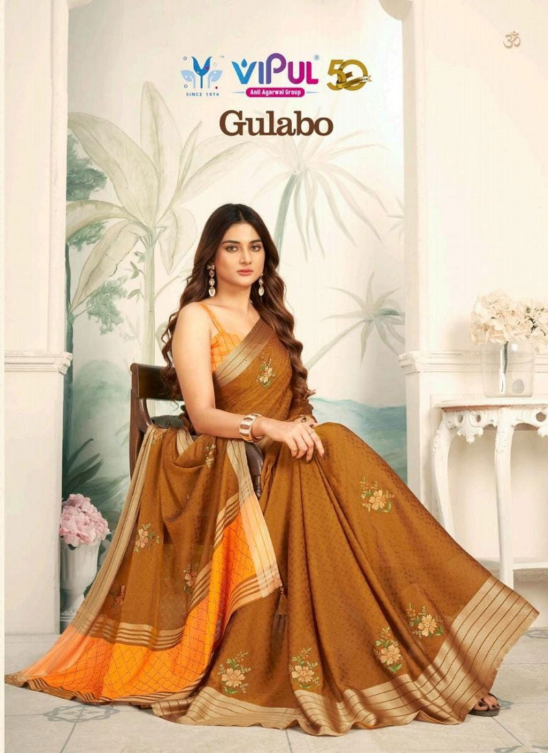 Gulabo By Vipul Weaving Chiffon Saree Surat Suppliers In India Catalog